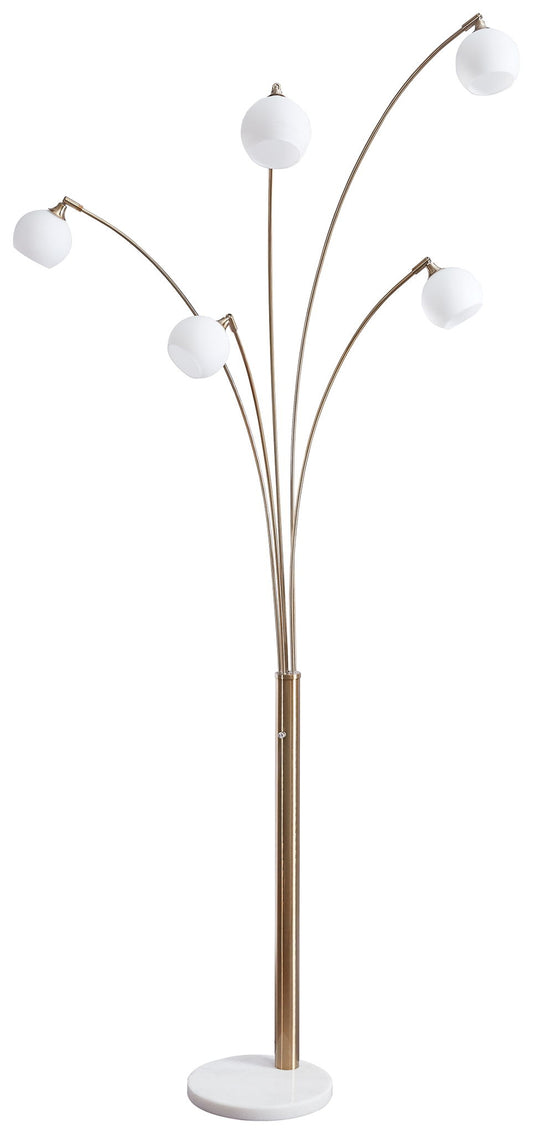 Taliya - Metal Arc Lamp - Champagne / White