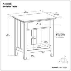 Acadian - Bedside Table - Brunette Brown