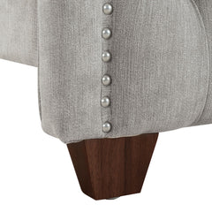 Marcella - King Upholstered Shelter Headboard Bed Set - Silver Gray