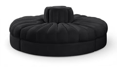 Rummi - Round Velvet Performance Fabric Upholstered 4 Piece Modular Sofa