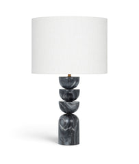 Opus - Genuine Marble, Linen Textured Fabric And Brass Table Lamp