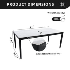 Outdoor Modern Patio Dining Table, Post Tapered Legs, Weatherproof & Rust Free