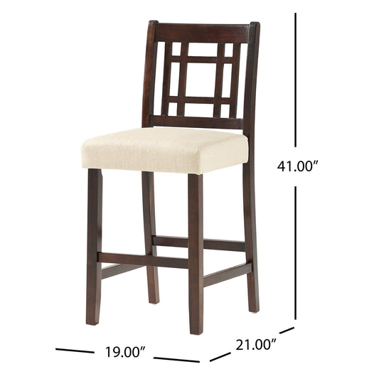 Upholstered Dining Chairs, Modern Dining Room Chairs For Dining Room Kitchen With Acacia Wood Legs (Set of 2) - Mahogany / Beige
