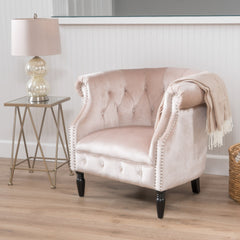 Celestialis - Upholstered Velvet Club Chair With Tub Design And Rolled Recessed Armrests - Champagne
