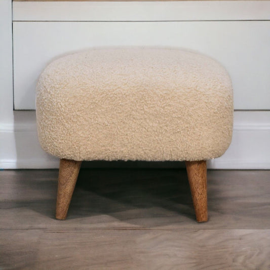 Boucle Square Footstool - Cream