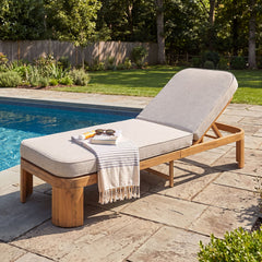 Outdoor Chaise Lounge With Cushion, 5 Position Adjustable Backrest