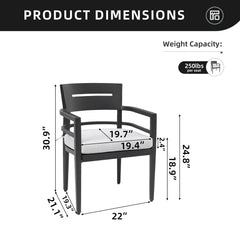 Outdoor Patio Dining Chairs With Outdoor Grade Sunbrella Fabric Cushions, Tapered Feet (Set of 4) - Ember Black