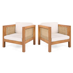 Outdoor Club Chair With Wicker Armrest