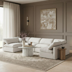 Indulge - Linen 6 Piece Modular U-Shaped Sectional - White