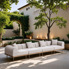 Laguna - 4 Piece Resilient Water Resistant Fabric 142" Upholstered Outdoor Patio Modular Sofa