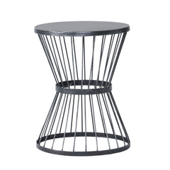 Lassen - Modern Outdoor Side Table With Hourglass Design - Matte Black