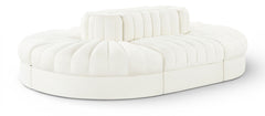 Rummi - Oval Velvet Performance Fabric Upholstered 6 Piece Modular Sectional