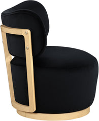 Elara - Velvet Upholstered Swivel Accent Chair - Stained Natural
