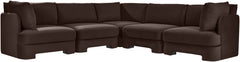 Hammond - Velvet Performance Fabric Upholstered 5 Piece Corner Sectional