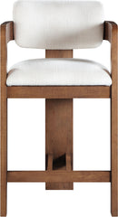 Sacha - Linen Stool With Brown Base