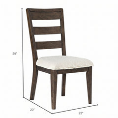 Upholstered Dining Chair With Ladder Back Design (Set of 2) - Dark Oak