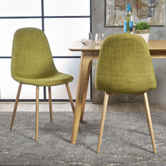Contemporary Dining Chair Set With Upholstered Fabric And Iron Legs - Green / Light Brown