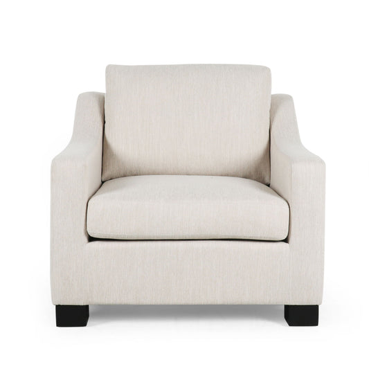 Nightowl - Upholstered Club Chair With Sloped Arms And Wood Legs - Beige