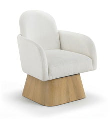 Marlowe - Linen Textured Fabric Upholstered Swivel Accent Chair - Stained Natural
