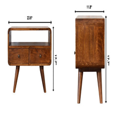 Mini Curved Media Unit With 2 Drawers - Chestnut