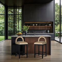Conrad - Velvet Counter Stool With Black Legs
