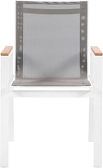 Nizuc - Outdoor Patio Dining Arm Chair With White Frame And Natural Arms (Set of 2)