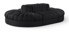 Rummi - Oval Velvet Performance Fabric Upholstered 6 Piece Modular Sectional