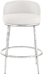 Ferro - Upholstered Counter Stool With Brushed Silver Base