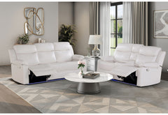 U6026 - 2 Piece Living Room Set (Reclining Sofa, Console Reclining Loveseat With LED And Speaker) - White