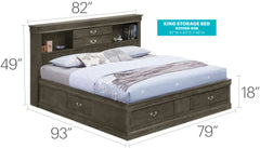 Traditional Style Bookcase Storage Bed