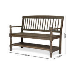Imperial Slatted Bench With Built In Shelf - Gray