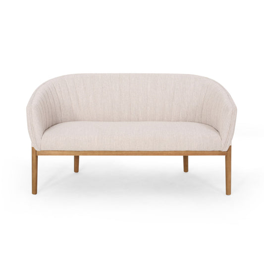 Mid Century Modern Loveseat With Channel Stitched Backrest