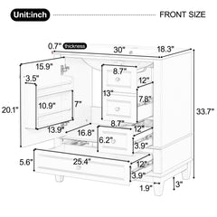 Freestanding Bathroom Vanity With Sink, Soft Close Door, 3 Drawers - White