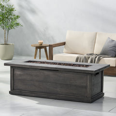 Transitional Rectangular Outdoor Propane Fire Pit With 50, 000 Btu