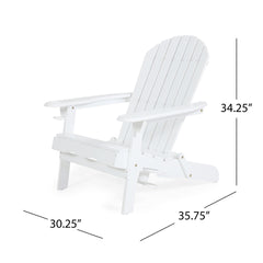 Zenithia - Outdoor Foldable Adirondack Chair With 2 Cup Holders - White