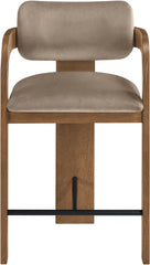Cedra - Velvet Performance Fabric Upholstered Counter Stool - Brown Frame