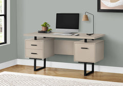 Computer Desk For Home Office, Laptop, Left, Right Set Up, Storage Drawers, Contemporary & Modern - Taupe