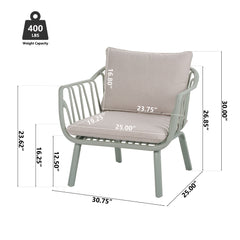 Huron - Outdoor Patio Club Chair (Set of 2) - Beige / Light Green