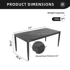 Outdoor Modern Patio Dining Table, Post Tapered Legs, Weatherproof & Rust Free