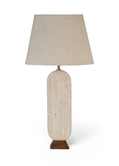 Solis - Genuine Marble And Mango Wood Base With Linen Textured Fabric Shade Table Lamp