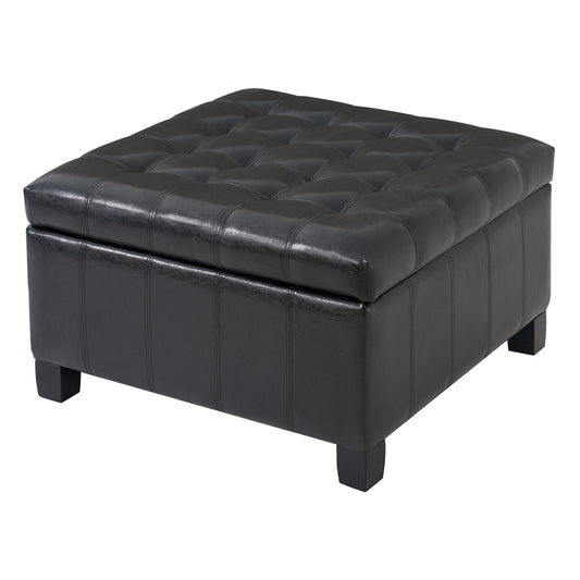 Square Tufted Indoor Ottoman With Lift-Top Storage