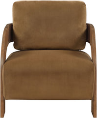 Cedra - Velvet Performance Fabric Upholstered Accent Chair - Brown Frame