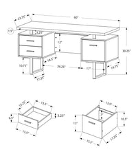 Computer Desk For Home Office, Laptop, Left, Right Set Up, Storage Drawers, Contemporary & Modern - Taupe