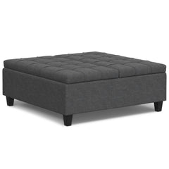 Harrison - Multifunctional Large Square Coffee Table Storage Ottoman - Gray