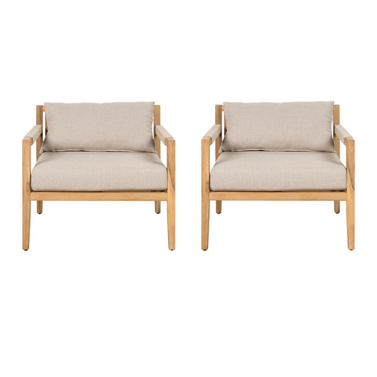 Rope Outdoor Leisure Chair (Set of 2) - Acacia Wood / Beige