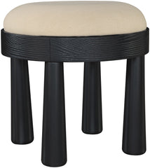 Larea - Linen Textured Fabric Ottoman - Black Base