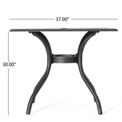 Enchantia - Outdoor Square Dining Table With Weave Tabletop And Flared Legs - Copper