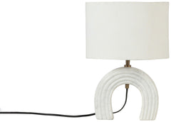 Lithos - Genuine Marble Base And Linen Textured Fabric Shade Table Lamp
