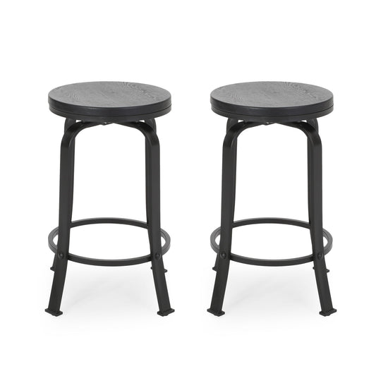 Modern Industrial Counter Stool Set With Swivel Function
