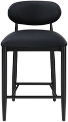 Riccio - Faux Leather Stool - Black Frame